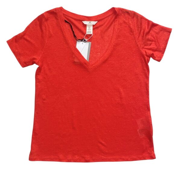 Lot of 2 Spring Summer Linen Tops Short Sleeve Shirt Tank Top H&M Design Lab XS - Picture 2 of 8